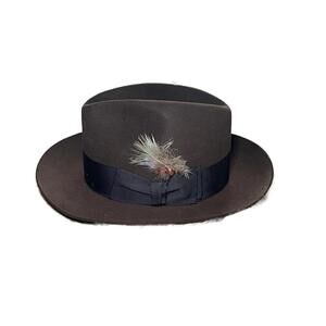 Stetson Royal De Luxe Brown Fedora Hat Size 7 1/8